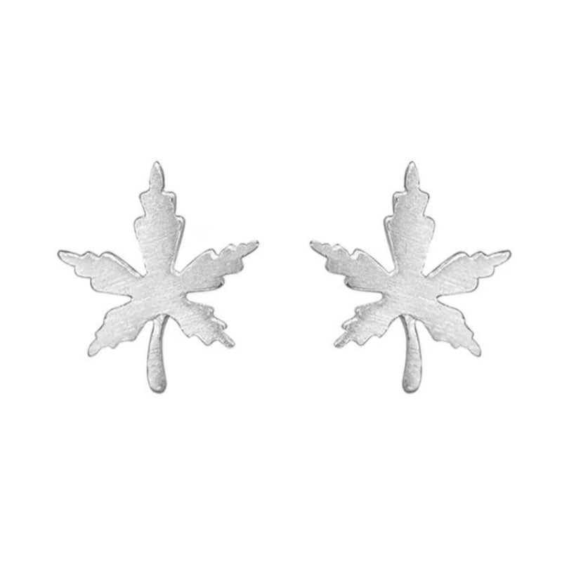 Sterling Silver Elegant Maple Leaf Studs