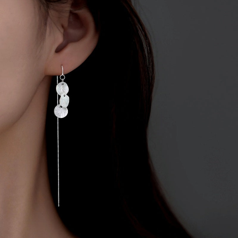 Sterling Silver Elegant Multi-Disc Threader Earrings