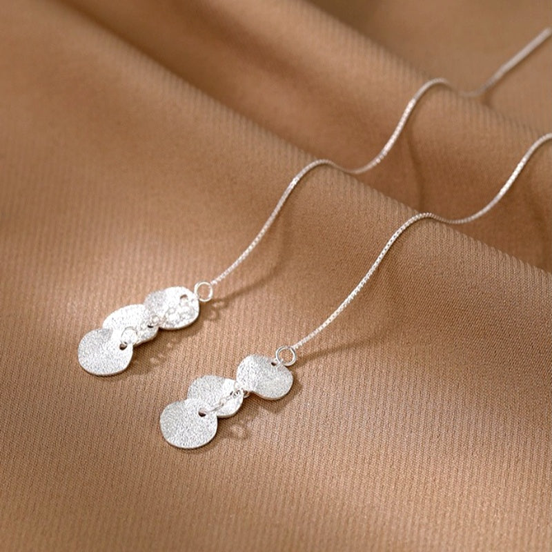 Sterling Silver Elegant Multi-Disc Threader Earrings