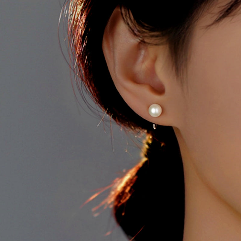 Sterling Silver Elegant Pearl Ear Hook Earrings