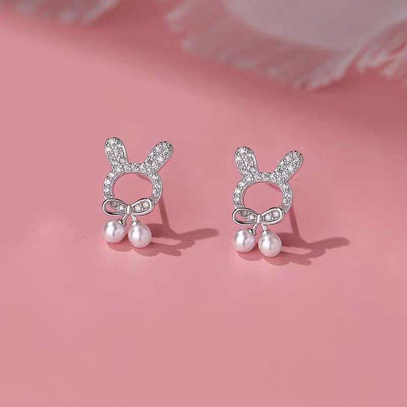 Sterling Silver Elegant Rabbit Bow Studs