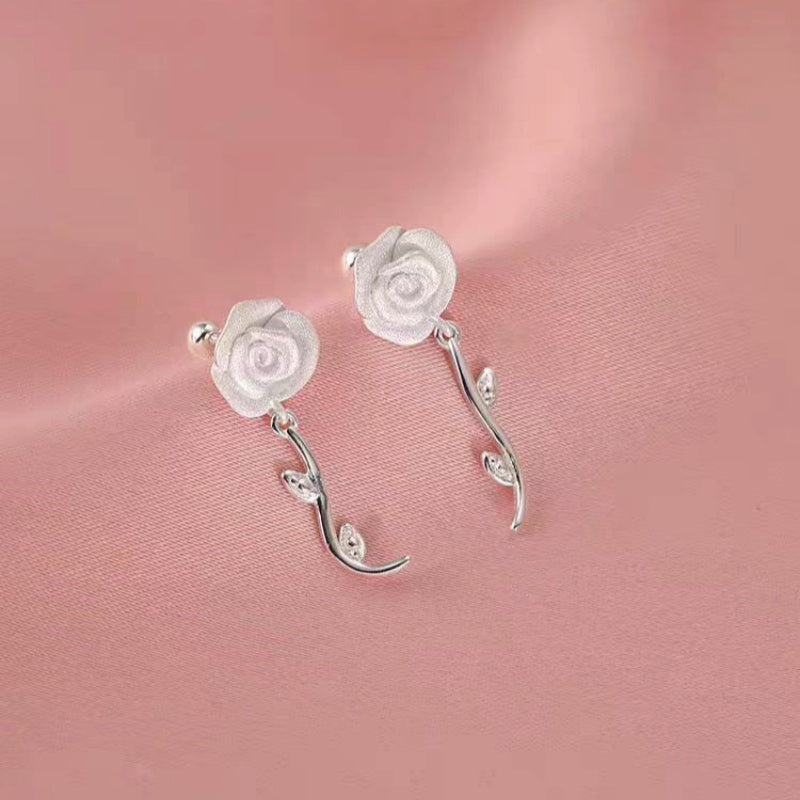 Sterling Silver Elegant Rose Earrings
