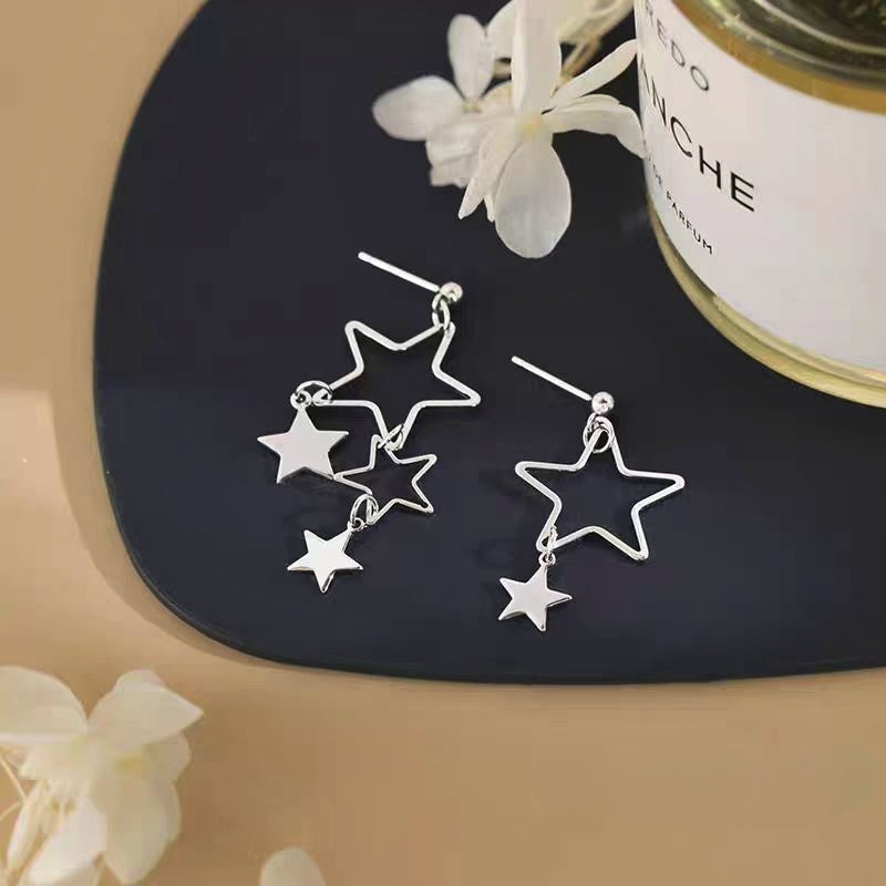 Sterling Silver Elegant Star Tassel Earrings