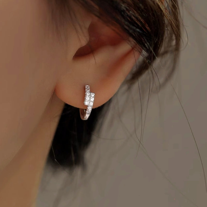 Sterling Silver Elegant Zircon Hoop Earrings