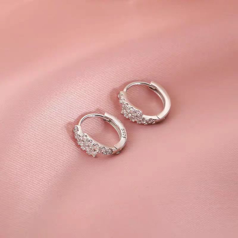 Sterling Silver Elegant Zircon Hoop Earrings