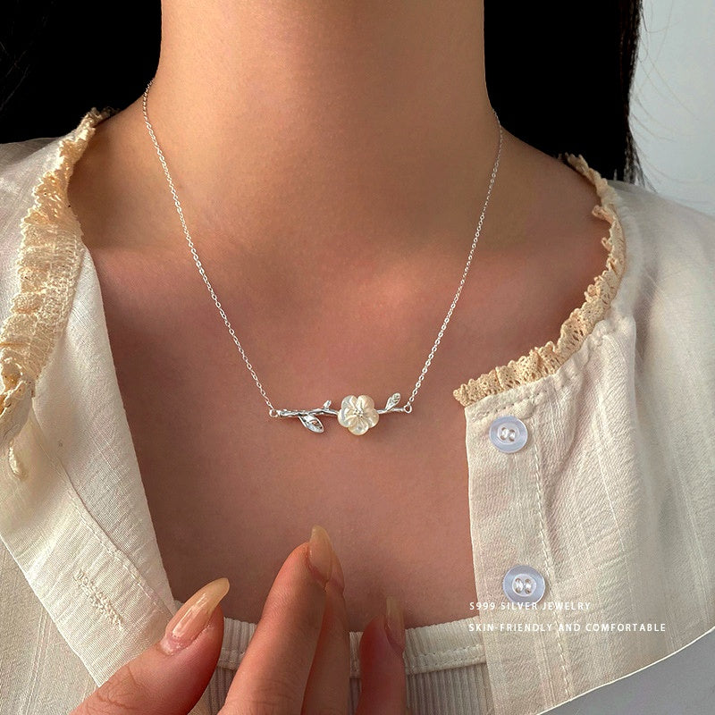 Sterling Silver Exquisite Flower Branch Necklace