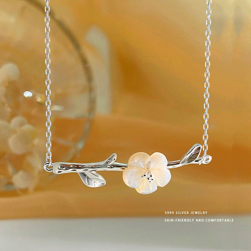 Sterling Silver Exquisite Flower Branch Necklace