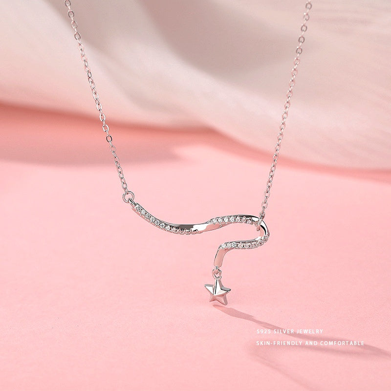 Sterling Silver Fantasy Diamond Shooting Star Necklace