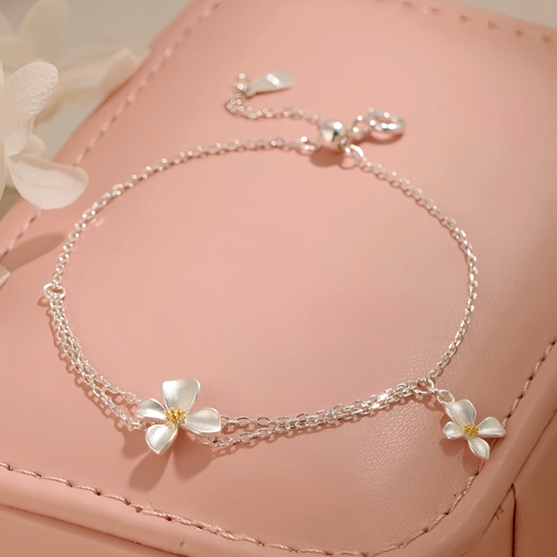 Sterling Silver Flower Bracelet