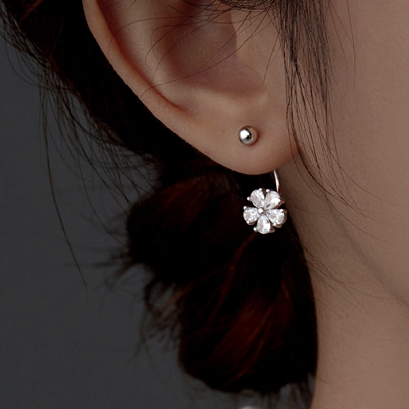 Sterling Silver Flower Jacket Earrings