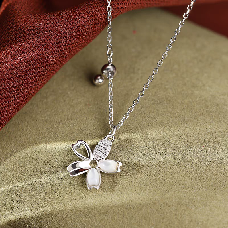 Sterling Silver Flower Tassel Necklace
