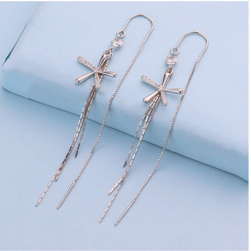 Sterling Silver Flower Threader Earrings