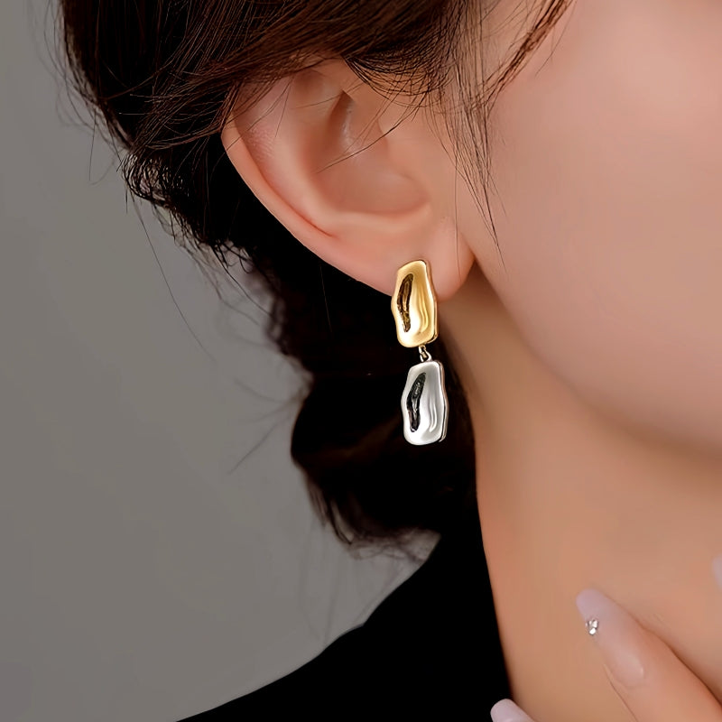 Sterling Silver Golden And Silver Drop Earrings