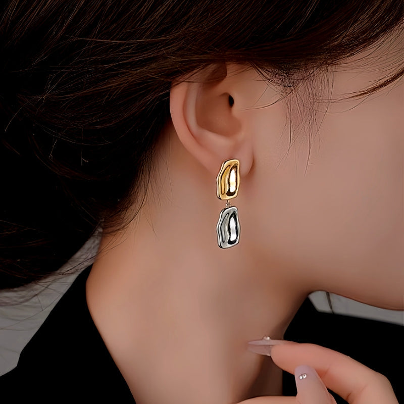 Sterling Silver Golden And Silver Drop Earrings