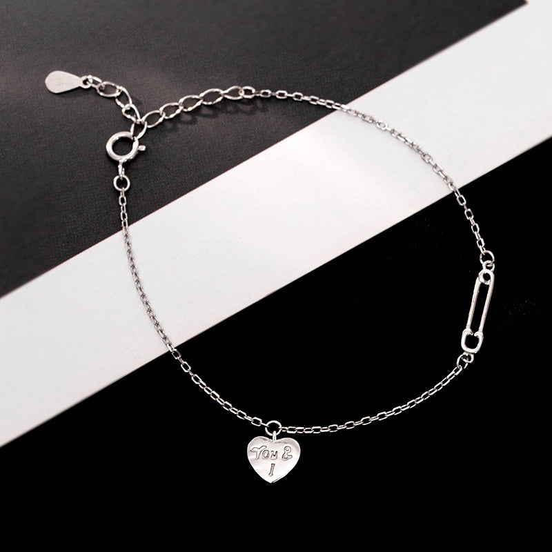 Sterling Silver Heart-Design Paper Clip Bracelets