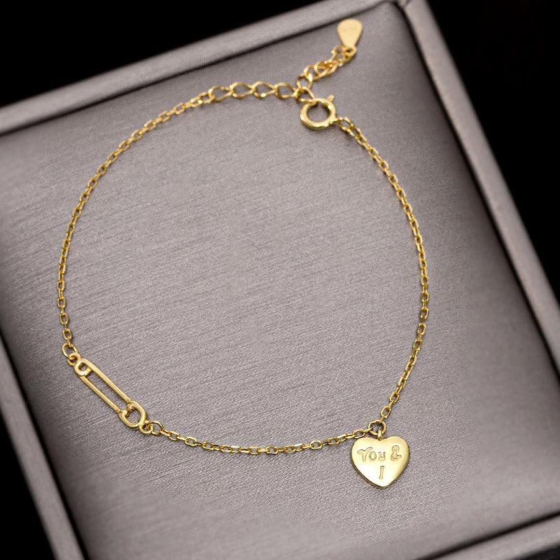 Sterling Silver Heart-Design Paper Clip Bracelets