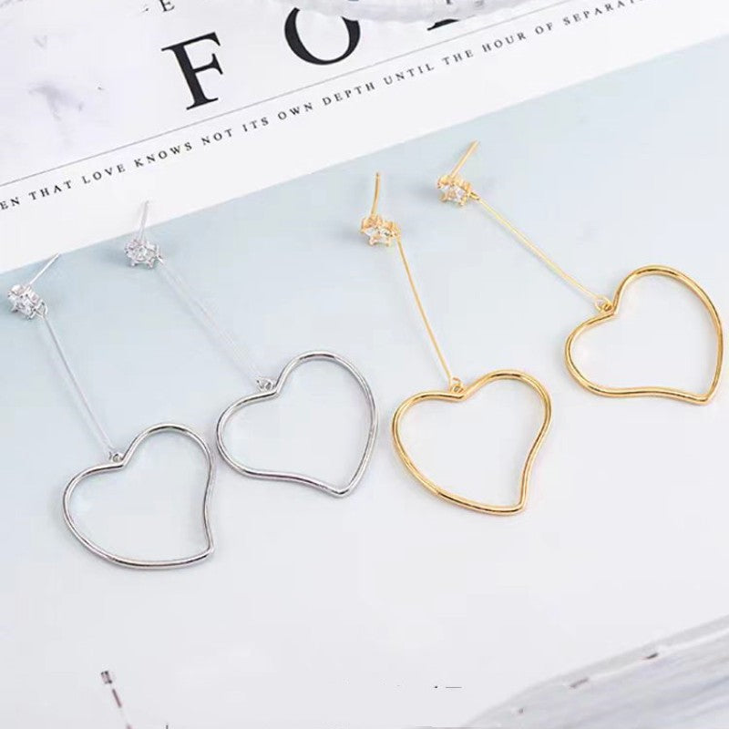 Sterling Silver Heart-Design Star Earrings