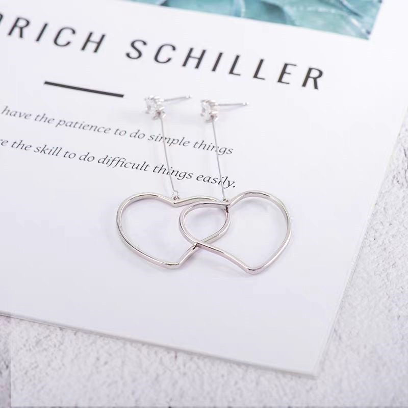 Sterling Silver Heart-Design Star Earrings