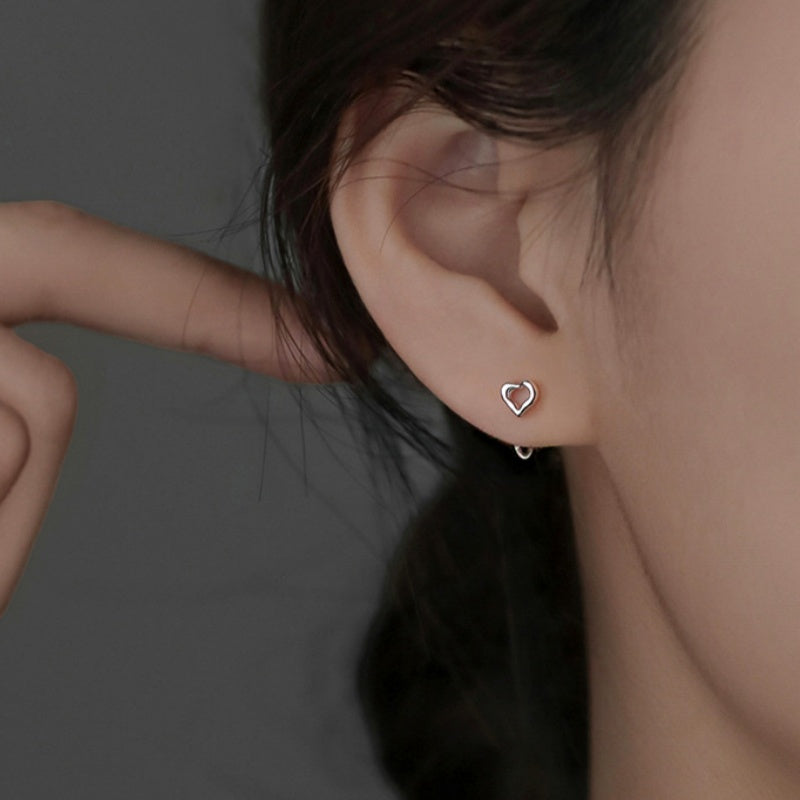 Sterling Silver Heart-Design Stud Earrings