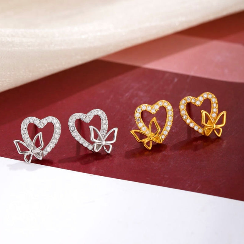 Sterling Silver Heart-Design Stud Earrings