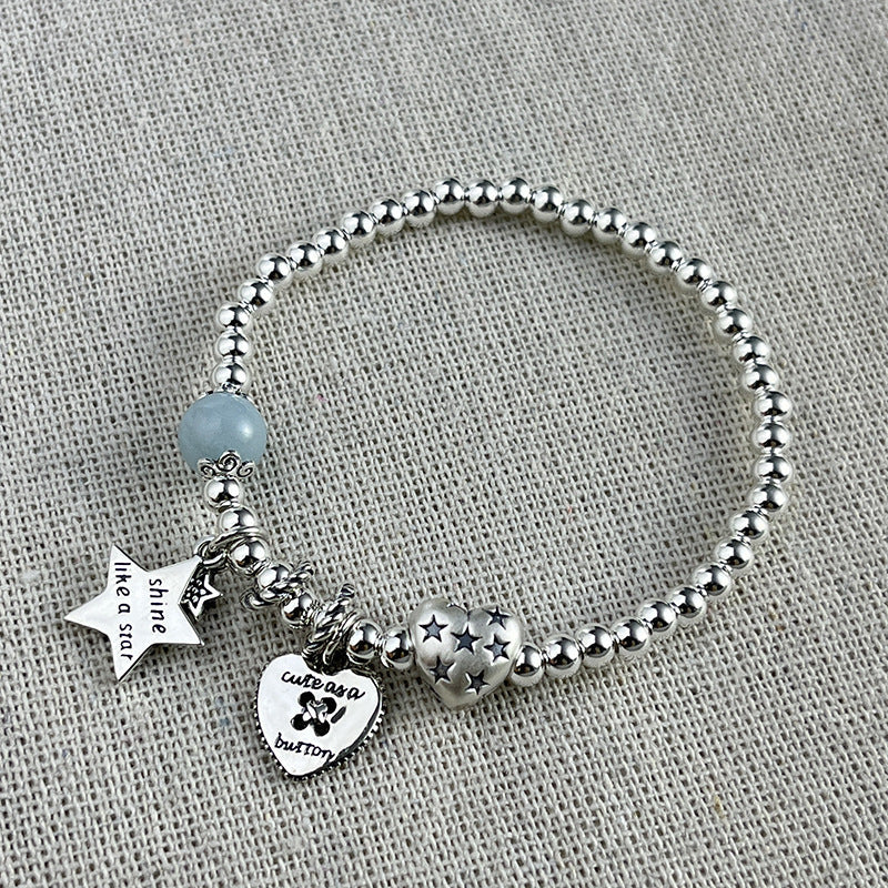 Sterling Silver Heart And Beaded Bracelets