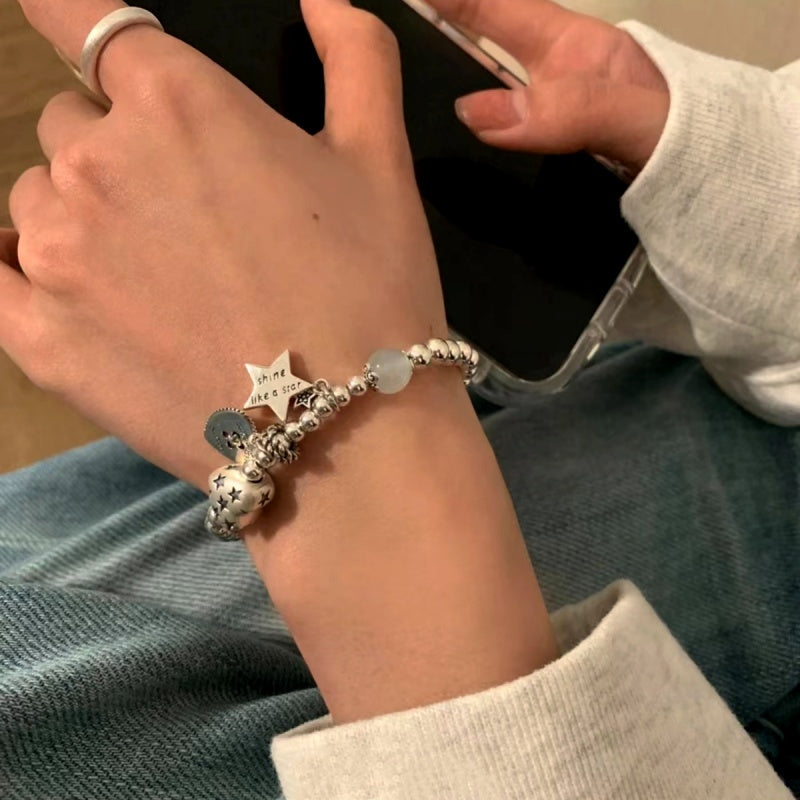 Sterling Silver Heart And Beaded Bracelets
