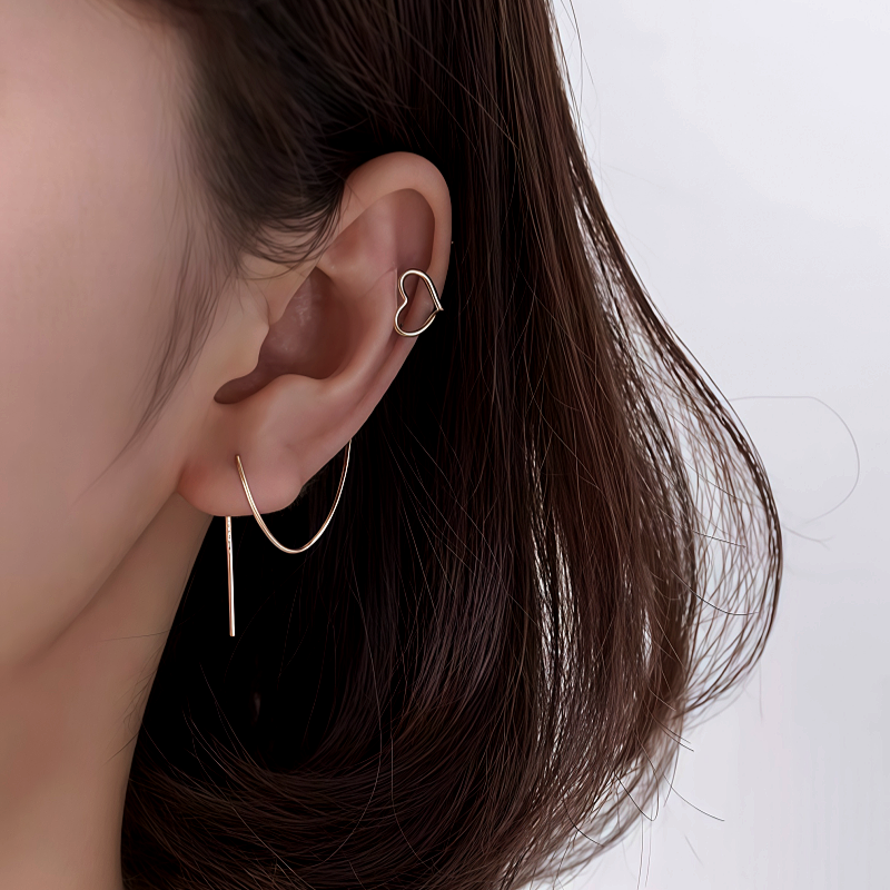 Sterling Silver Heart Ear Clip Earrings