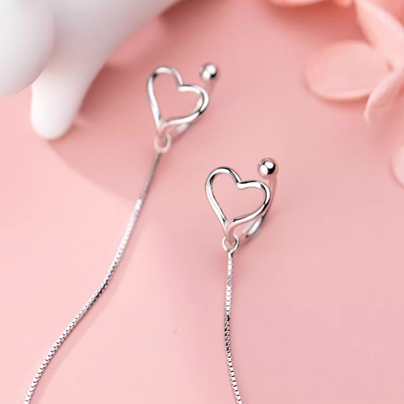 Sterling Silver Heart Ear Clip Earrings