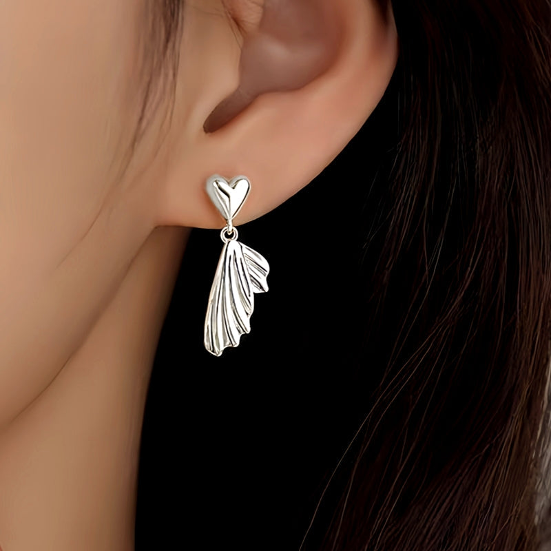 Sterling Silver Heart Fishtail Earrings