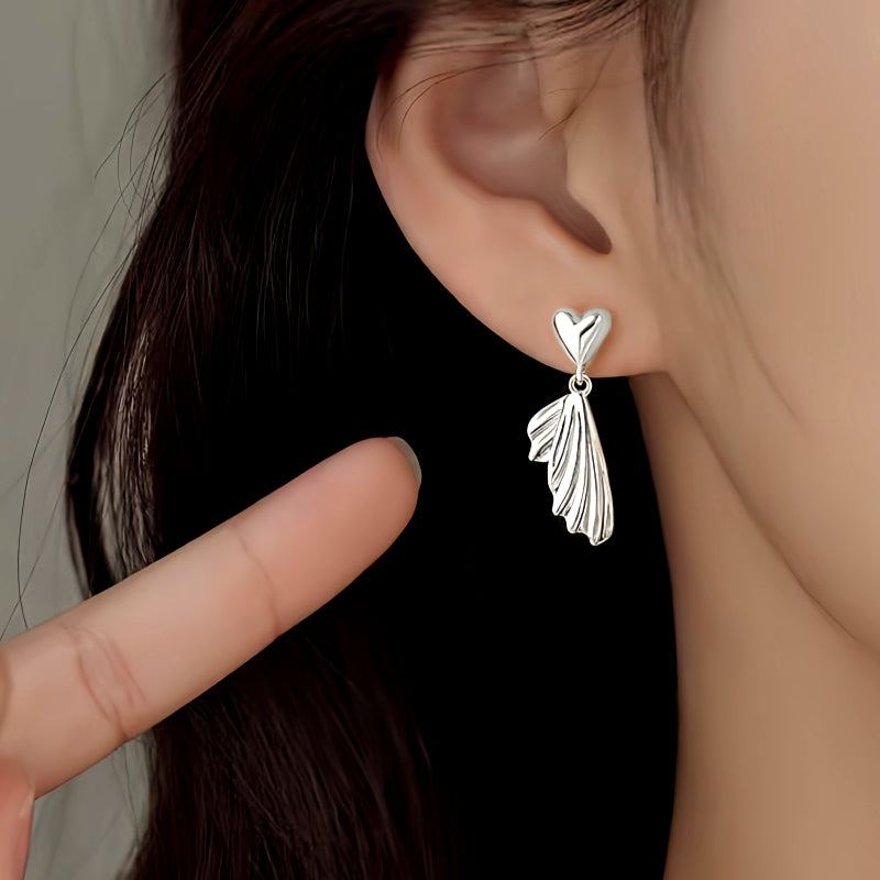 Sterling Silver Heart Fishtail Earrings