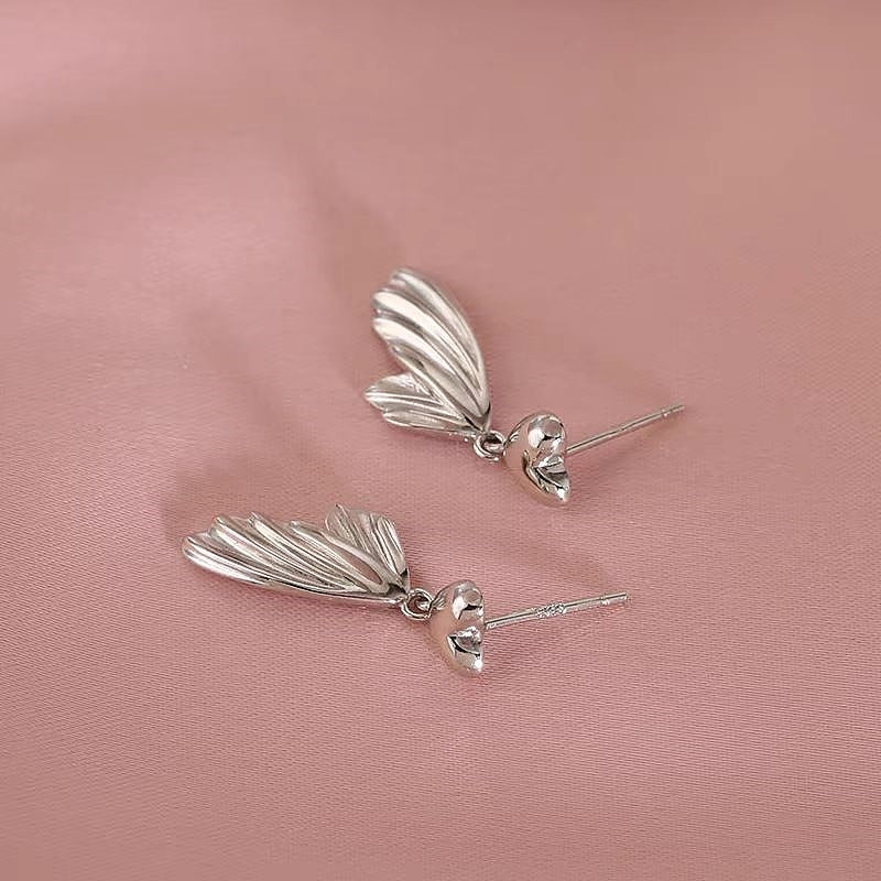 Sterling Silver Heart Fishtail Earrings