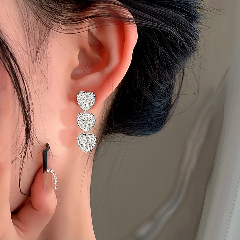Sterling Silver Heart Tassel Earrings