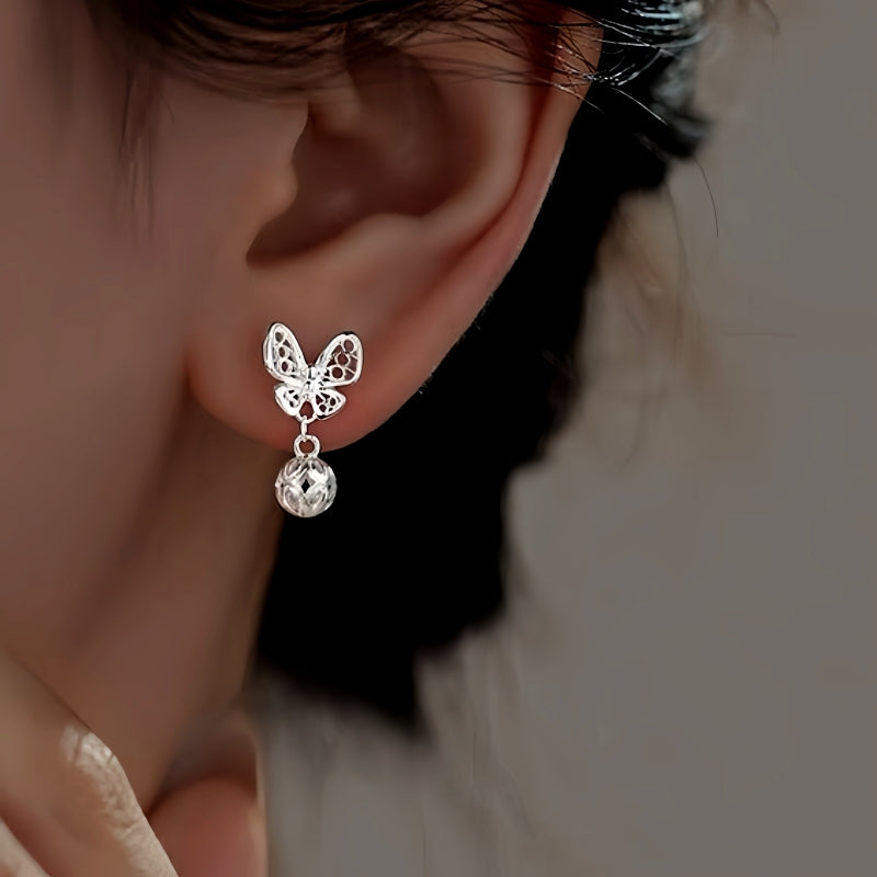 Sterling Silver Hollow Butterfly Earrings