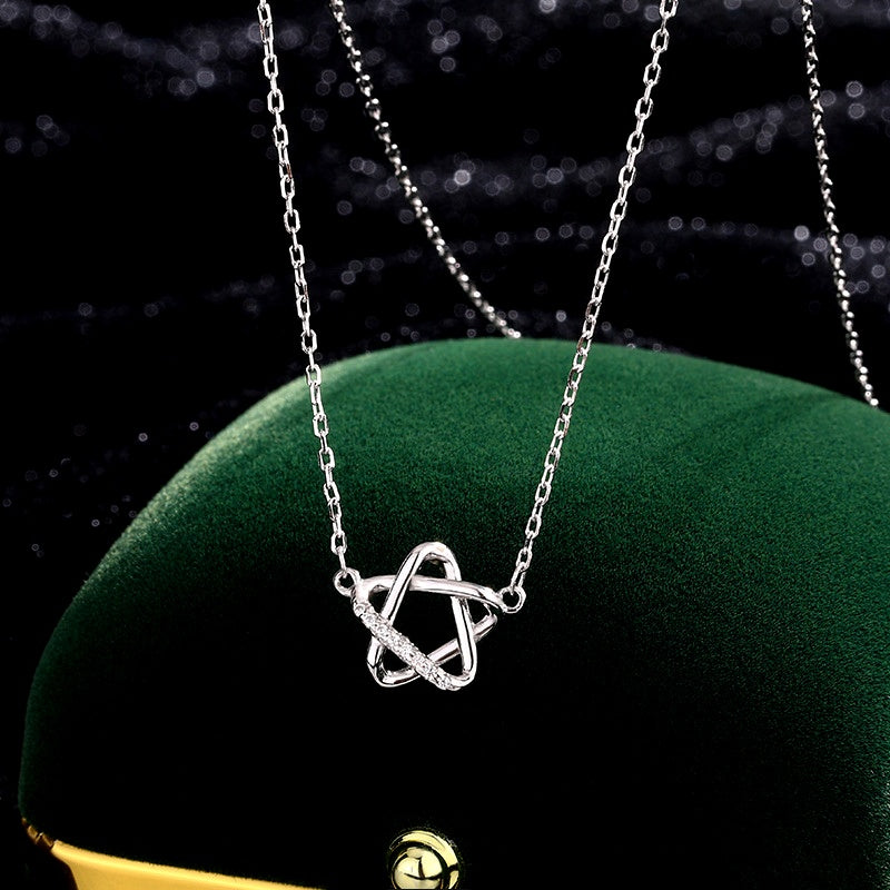 Sterling Silver Hollow Five-Pointed Star Necklace