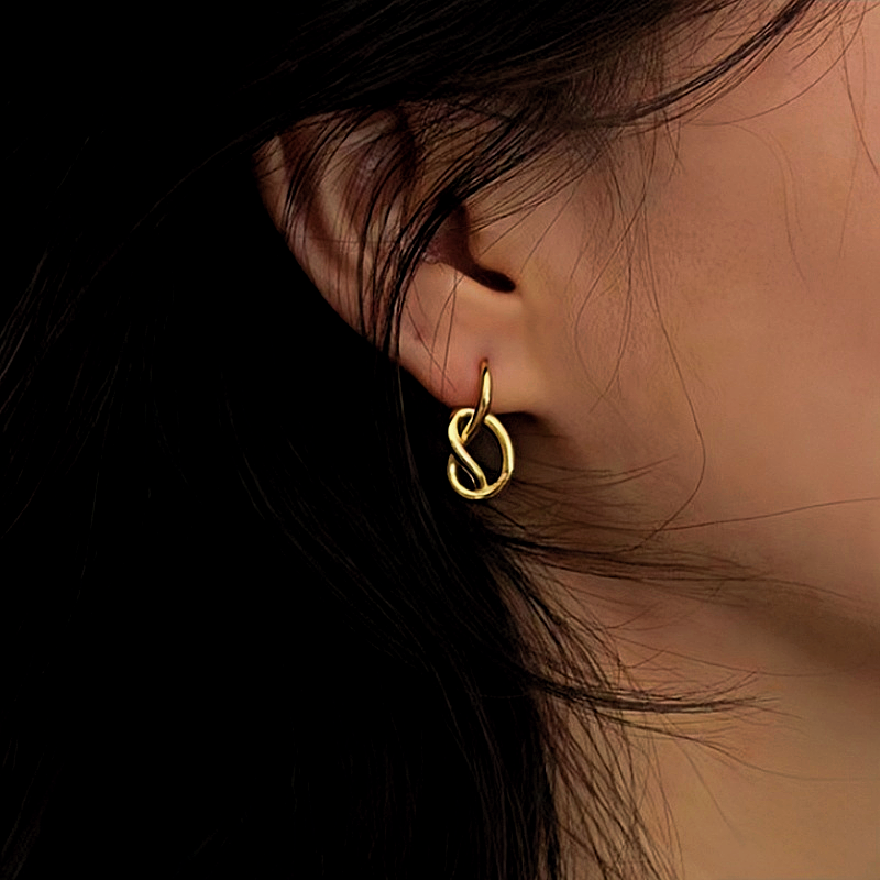 Sterling Silver Hollow Heart-Wrapped Ear Hook Earrings