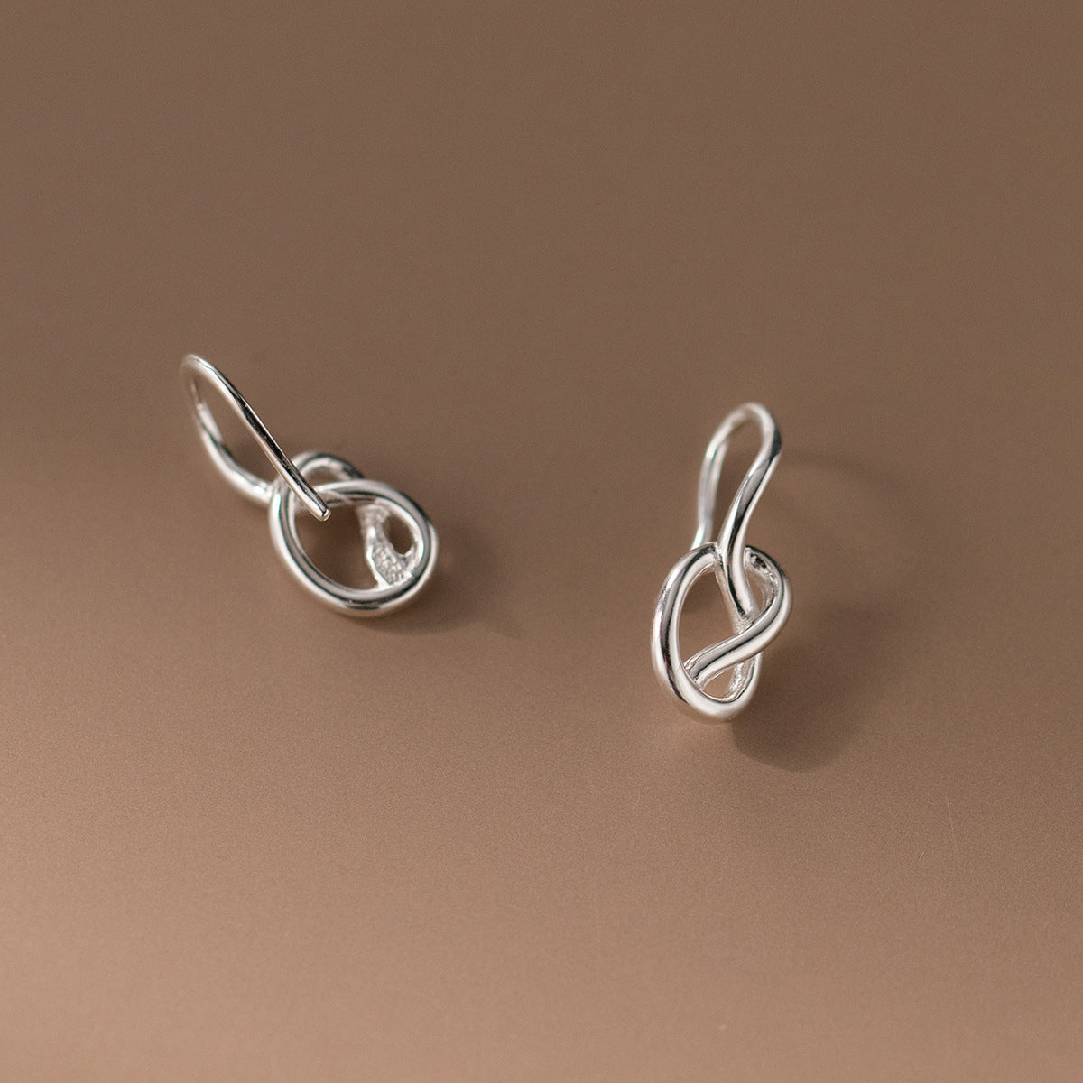 Sterling Silver Hollow Heart-Wrapped Ear Hook Earrings