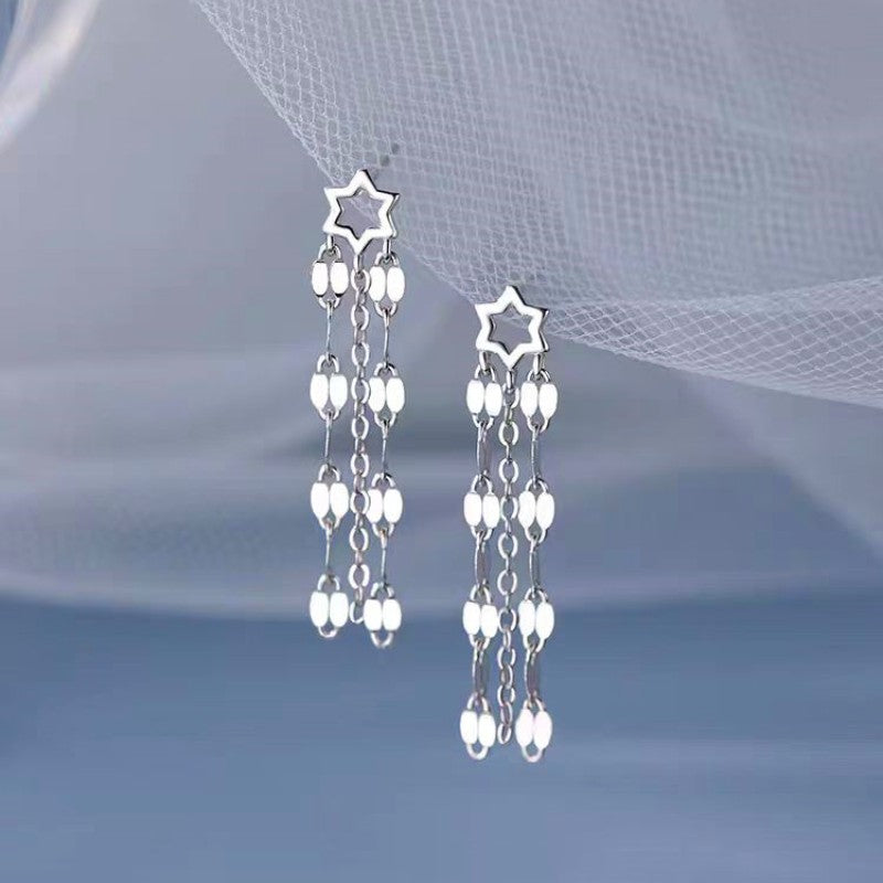 Sterling Silver Hot Style Star Drop Earrings