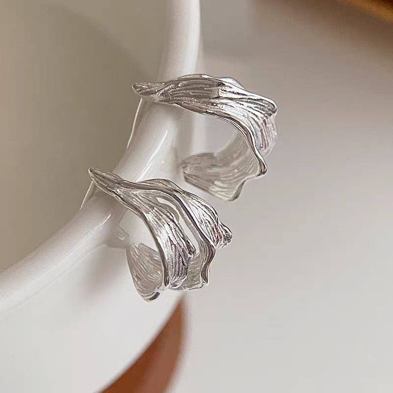 Sterling Silver Irregular Banana Leaf Earrings
