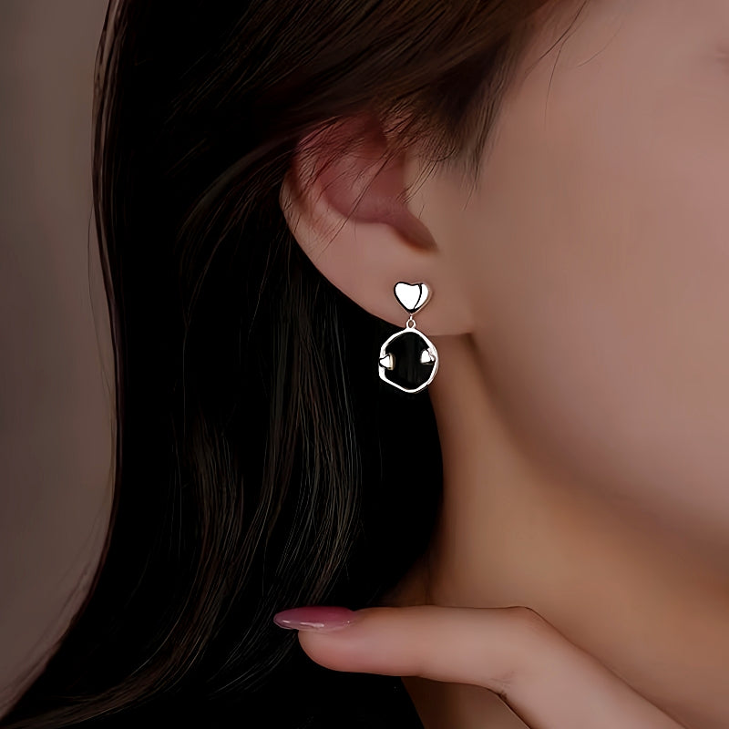 Sterling Silver Irregular Hoop Heart Earrings