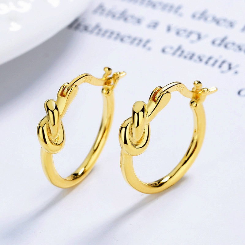 Sterling Silver Knot Hoop Earrings
