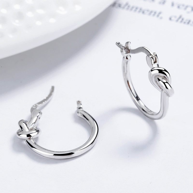 Sterling Silver Knot Hoop Earrings