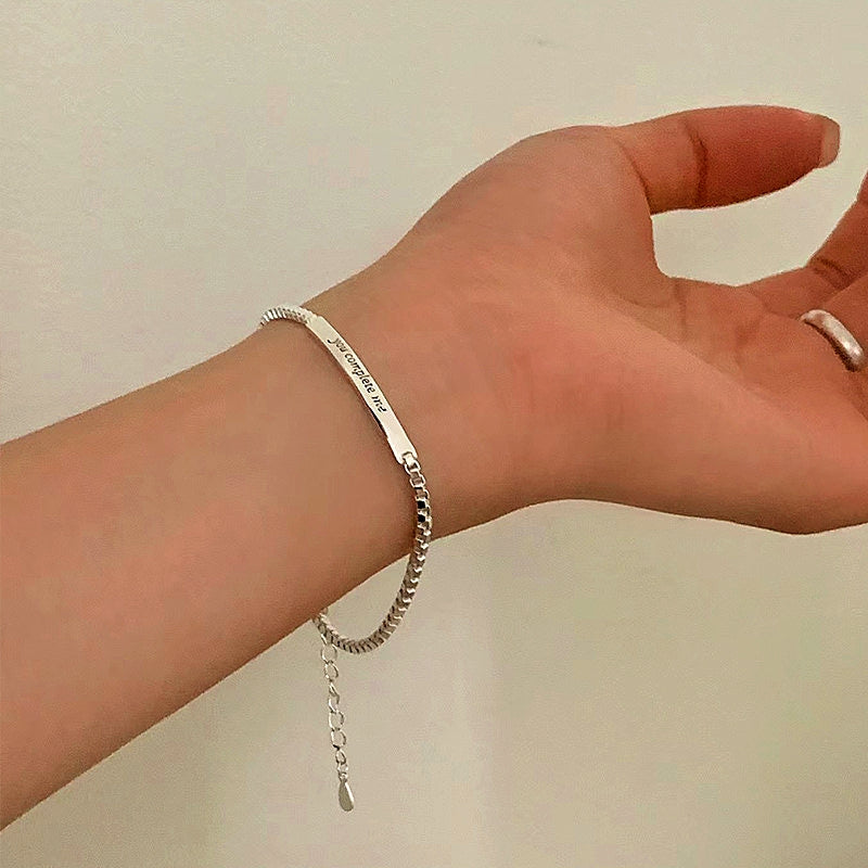 Sterling Silver Letter Box Chain Bracelets
