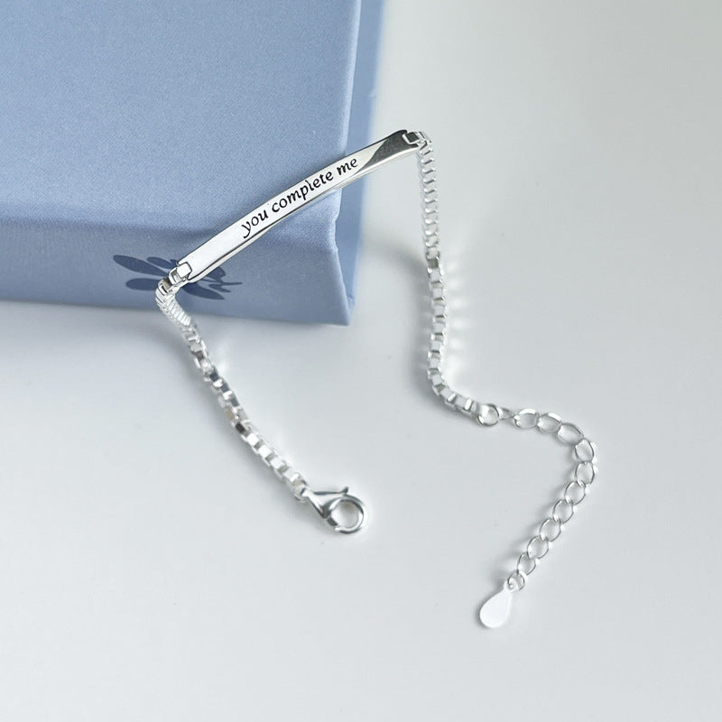 Sterling Silver Letter Box Chain Bracelets