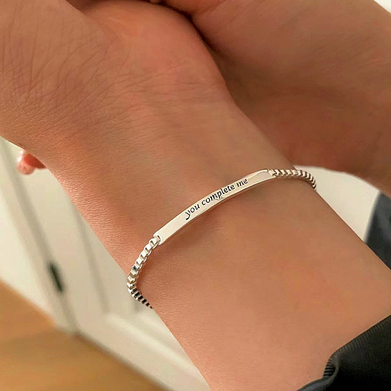 Sterling Silver Letter Box Chain Bracelets