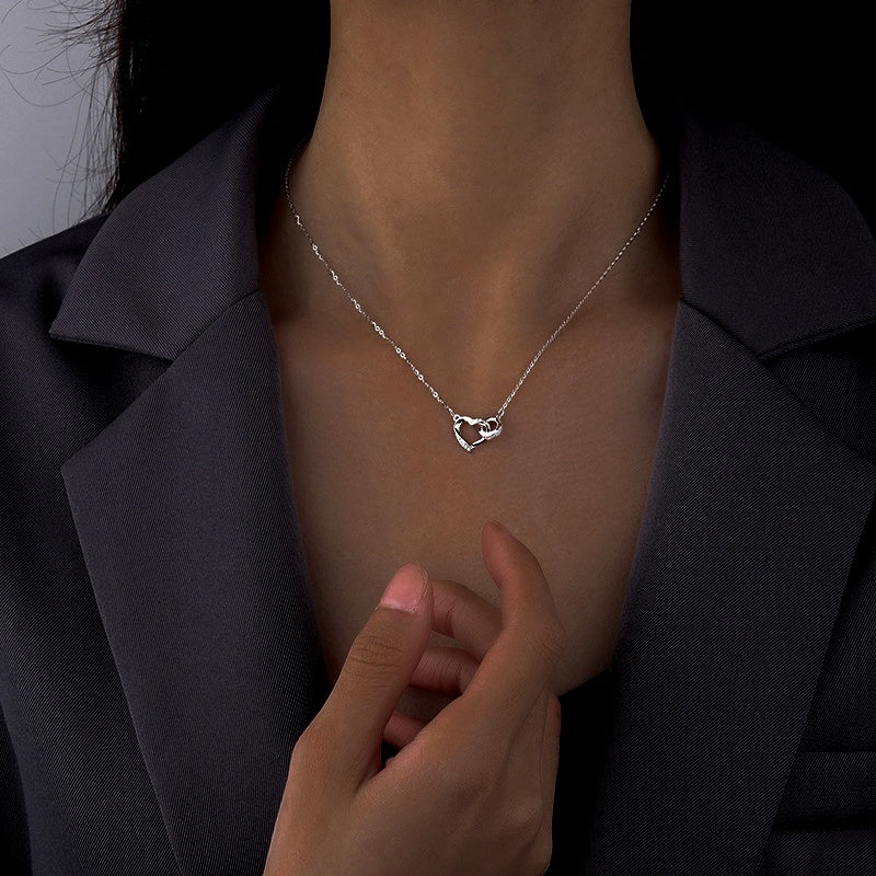 Sterling Silver Love Double Ring Necklace