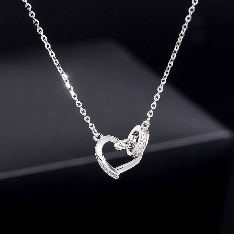 Sterling Silver Love Double Ring Necklace