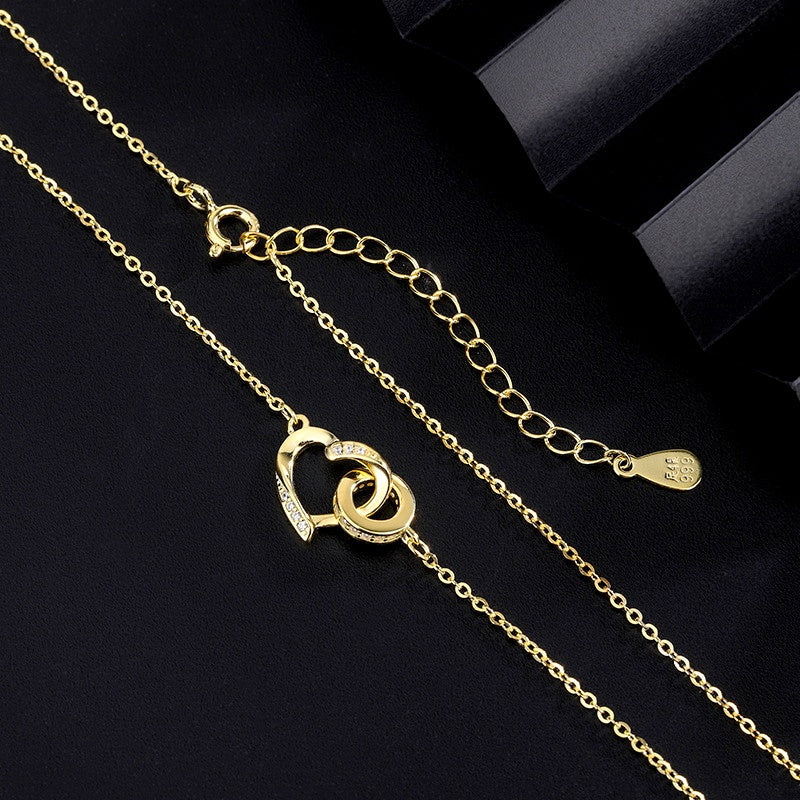 Sterling Silver Love Double Ring Necklace