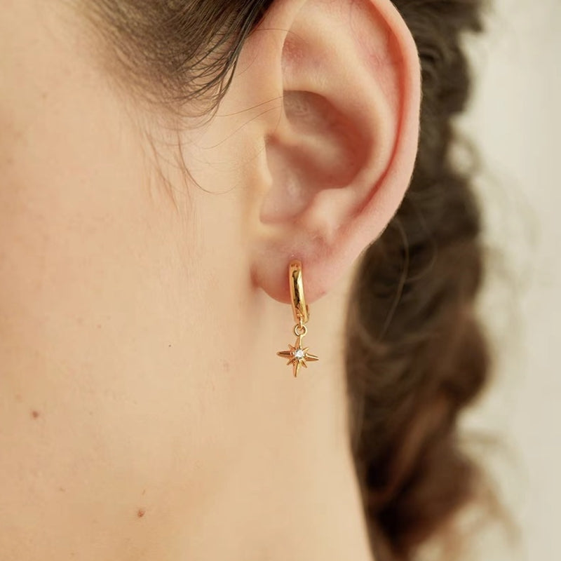 Sterling Silver Luxury Asymmetrical Star Earrings