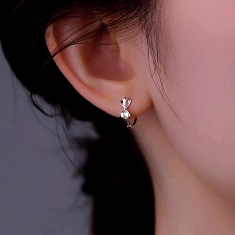 Sterling Silver Luxury Bow Earrings