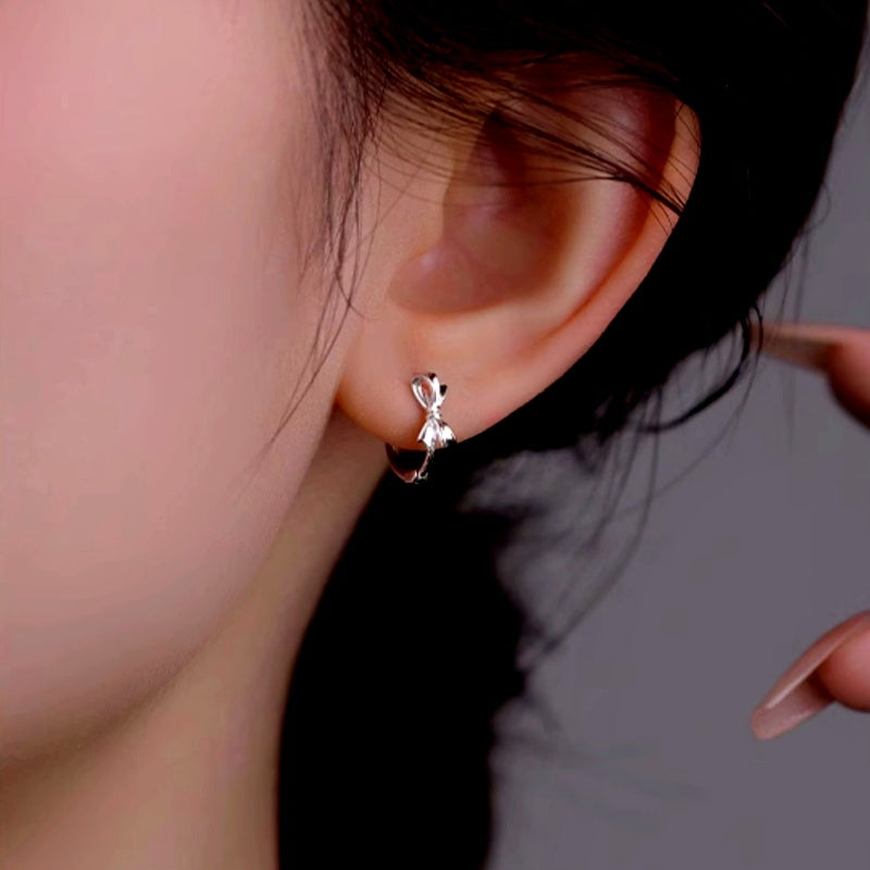 Sterling Silver Luxury Bow Earrings